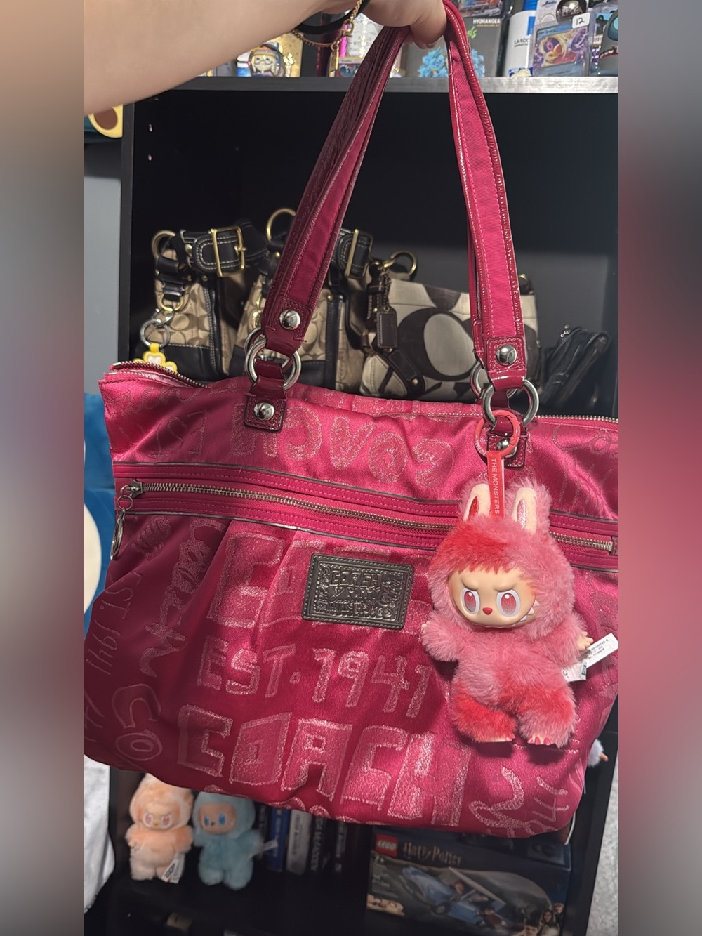 Coach pink poppy tote